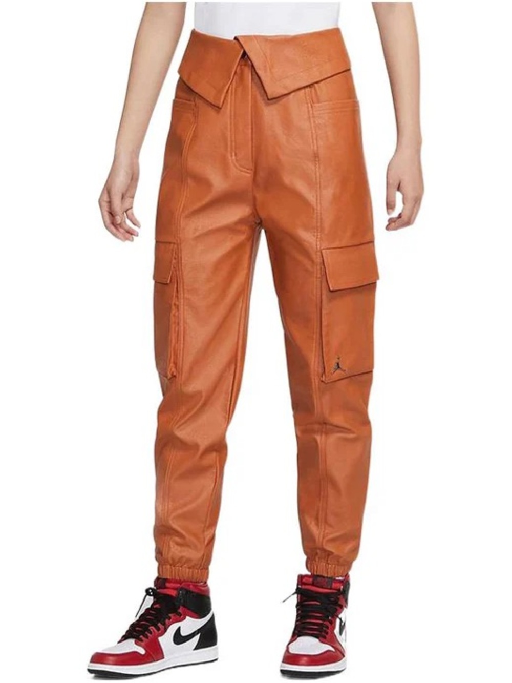 NWT Jordan Burnt Orange Cargo Leather Joggers